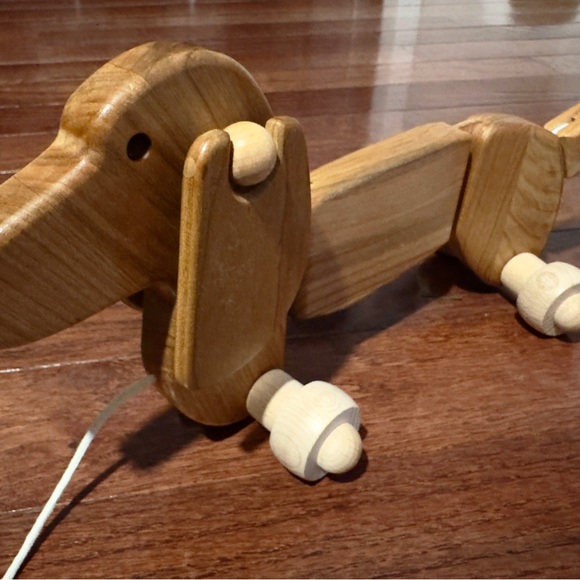 BAJO Pull Along DACHSHUND Wiener Dog 15" Wooden Toddler Pull Rolling Toy Poland - Picture 11 of 11